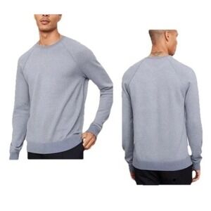 VINCE Cashmere Wool Birdseye Raglan Long Sleeve Crew Neck  Sweater Men's L Blue